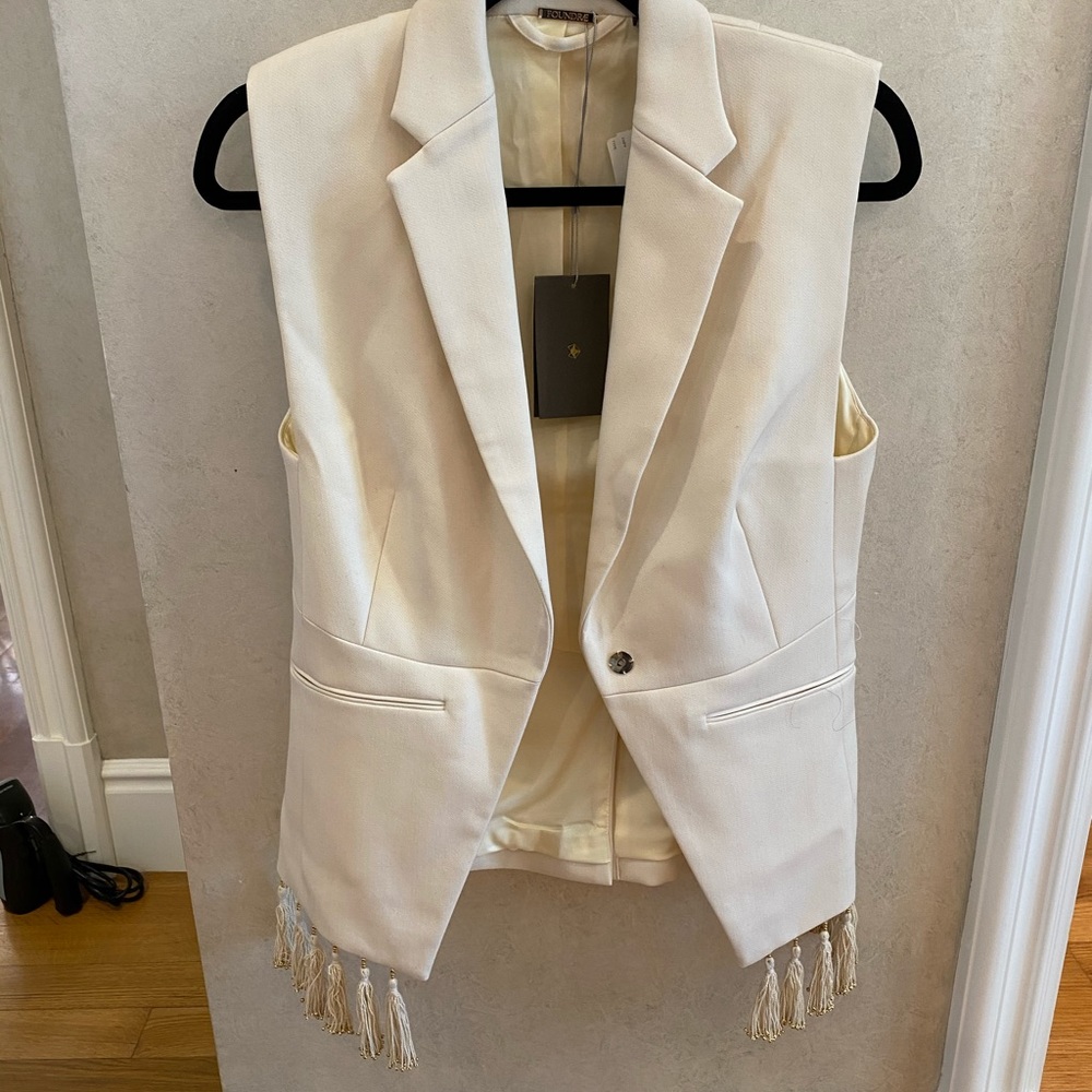 Foundrae blazer beaded tassels vest